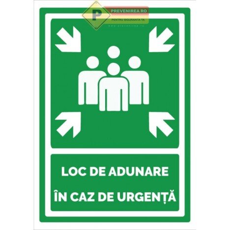 Indicator verde pentru loc de adunare